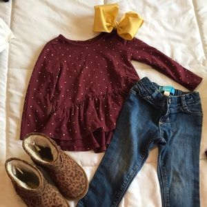 Maroon and Gold Peplum Top